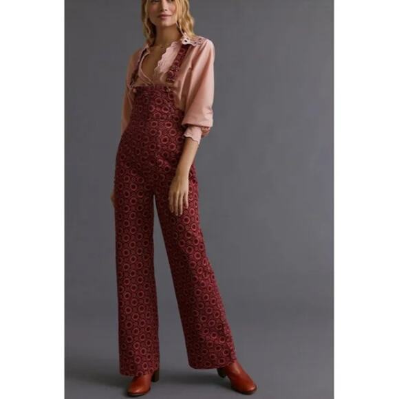 Anthropologie Pilcro Corduroy Overalls Relaxed Print